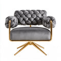 Moderner Akzentstuhl, mit Samtbezug, Farbe: gold und grau