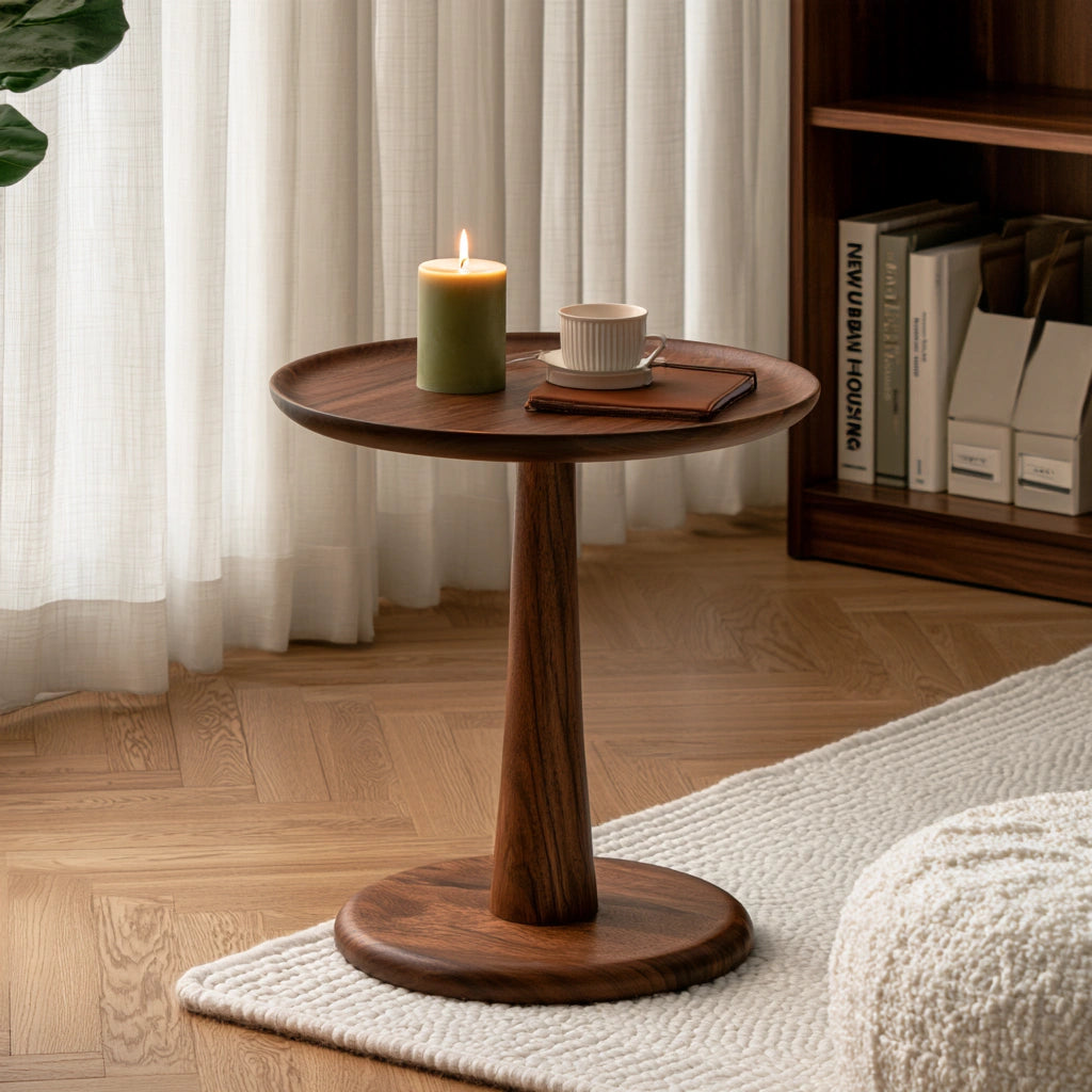 Moderner Beistelltisch, aus Holz, Farbe: braun