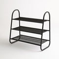 Schuhregal, aus Metall, mit vier Ebenen, Farbe: schwarz
